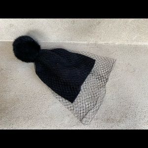 BCBG MaxAzria Pom-Pom Veil Hat
